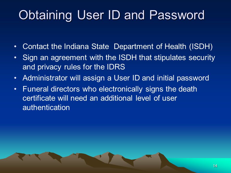 Obtaining User ID and Password