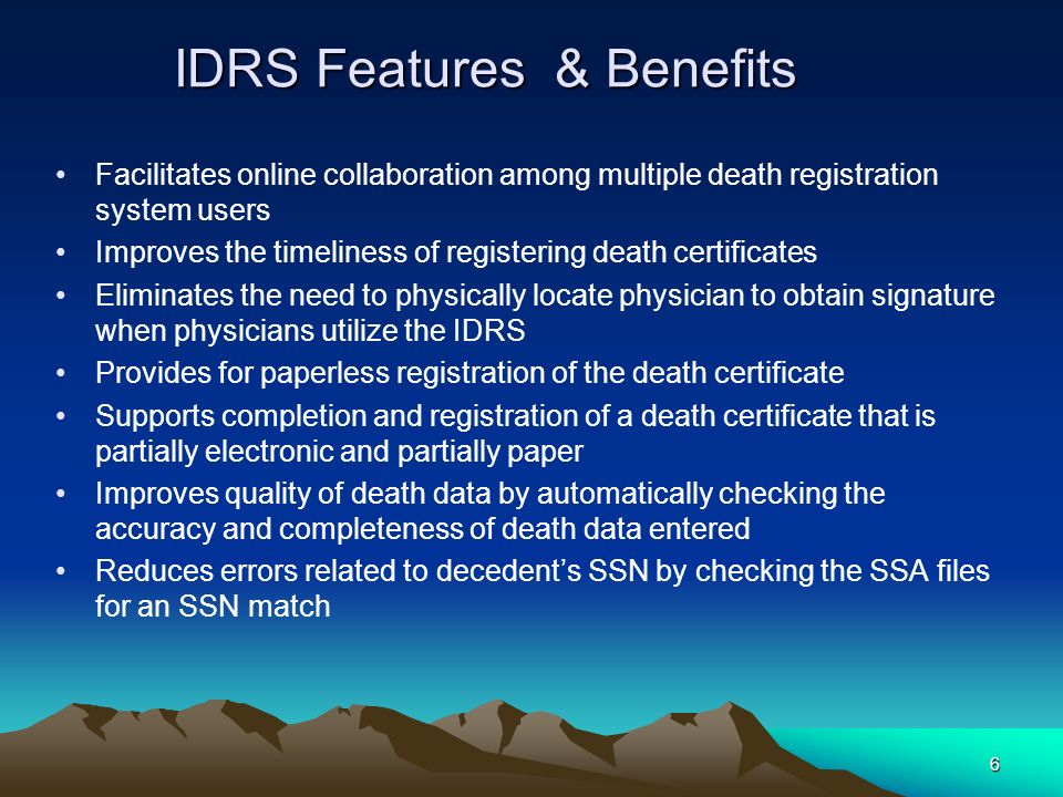 IDRS Features & Benefits