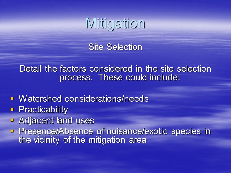 Mitigation Site Selection