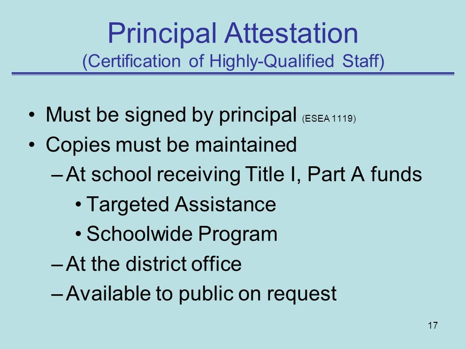 Principal Attestation (Certification of Highly-Qualified Staff)