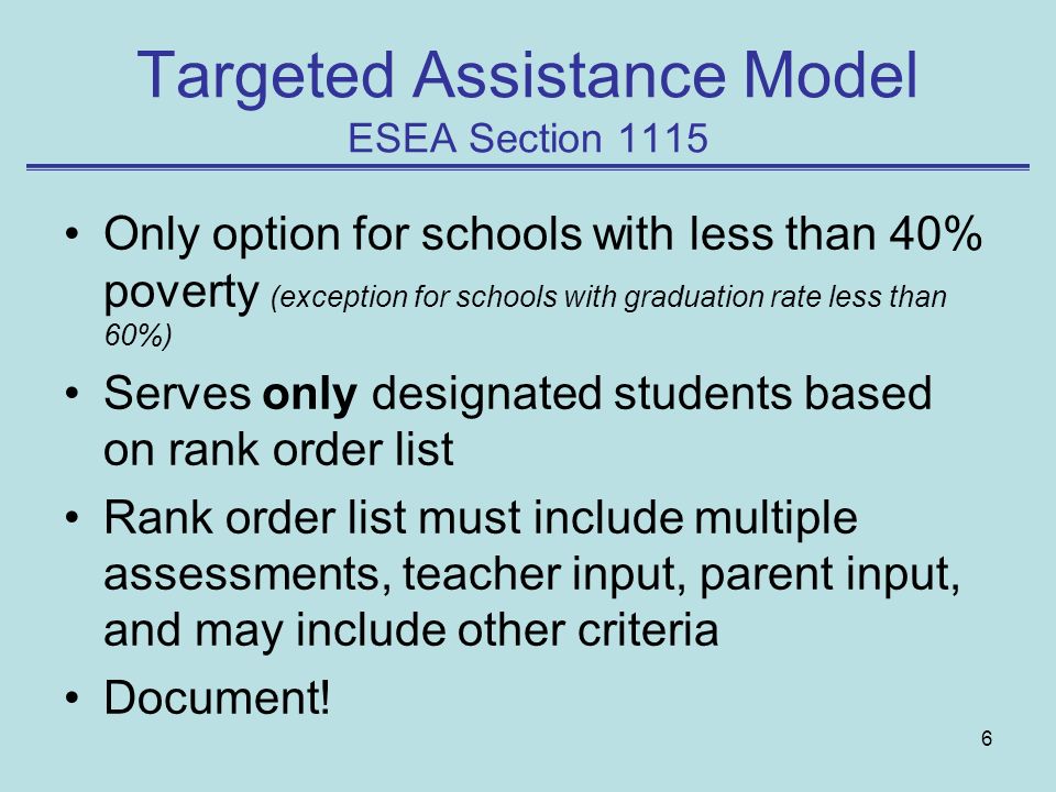 Targeted Assistance Model ESEA Section 1115