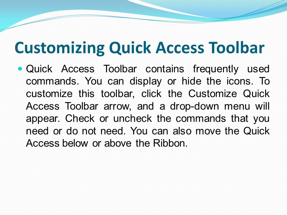 Customizing Quick Access Toolbar