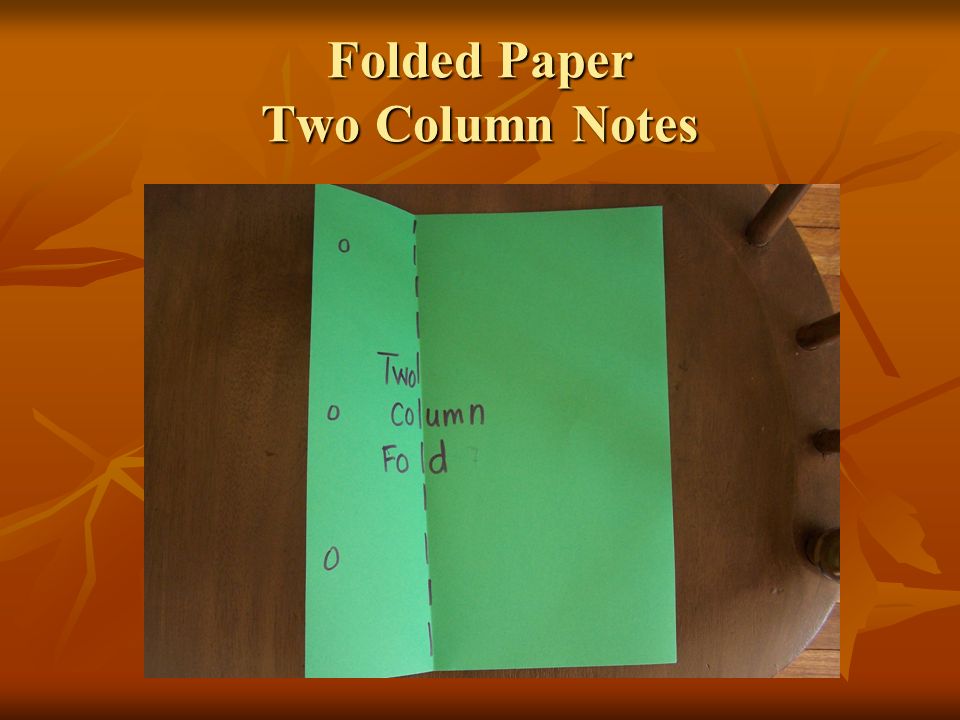 Folded Paper Two Column Notes