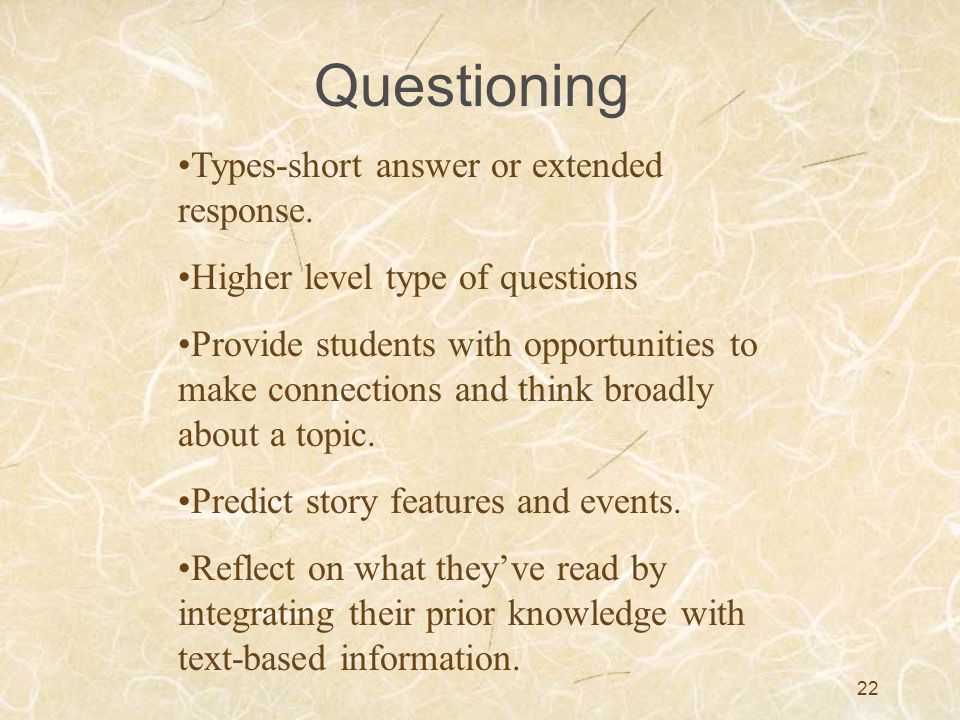Questioning Types-short answer or extended response.