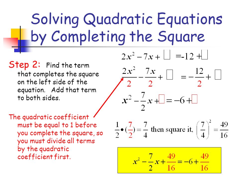 Solving Quadratic Equations By Completing The Square Ppt Video