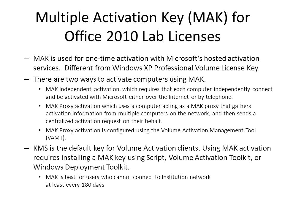 multiple activation key (mak) for microsoft office 2013