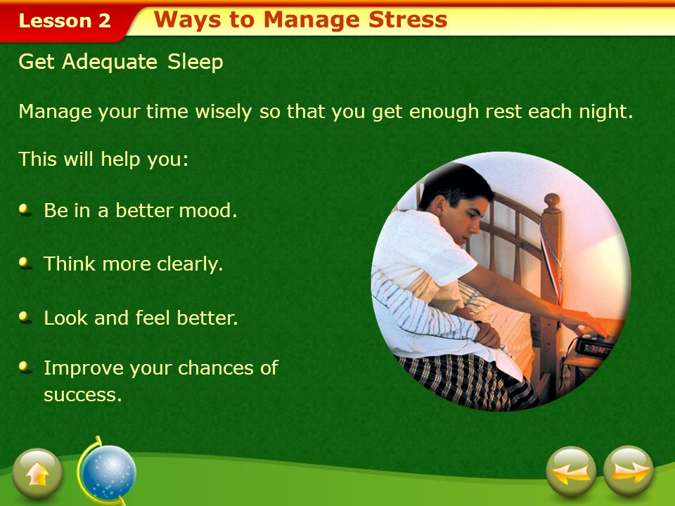 Ways to Manage Stress Get Adequate Sleep