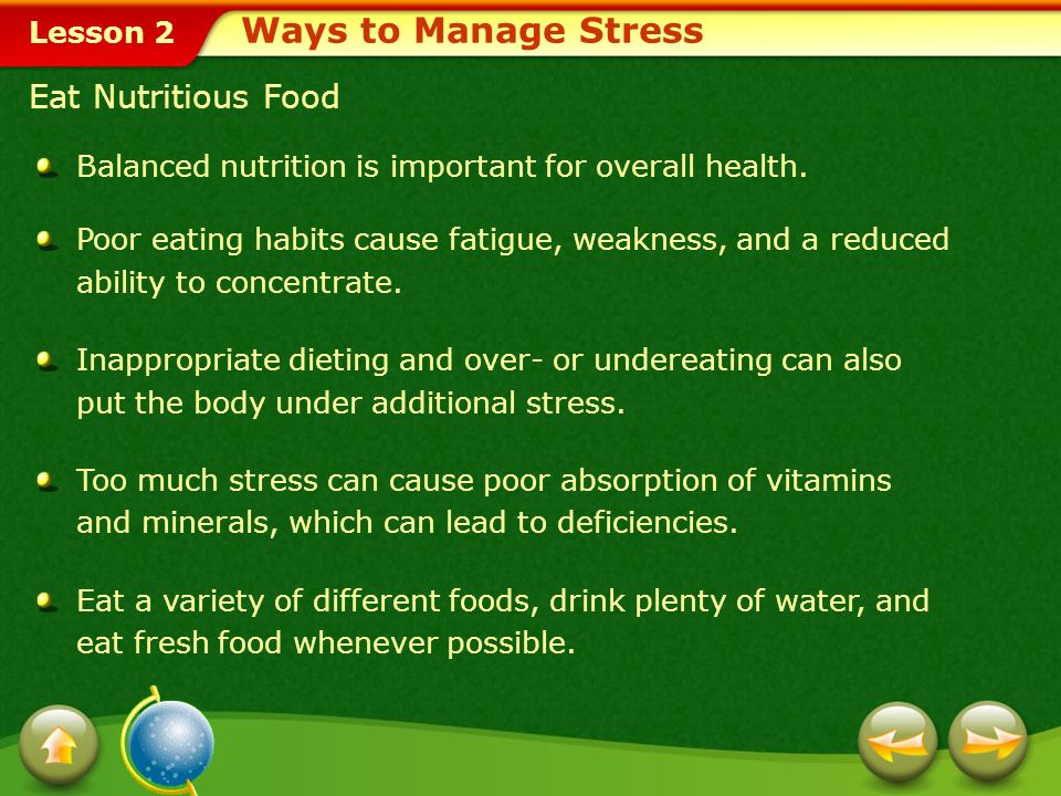 Ways to Manage Stress Eat Nutritious Food