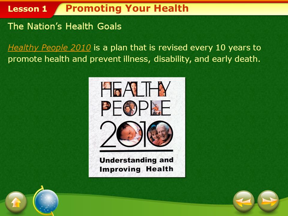 Promoting Your Health The Nation’s Health Goals