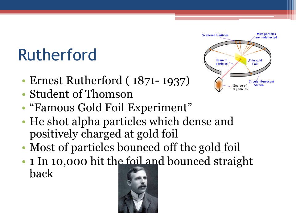 Rutherford Ernest Rutherford ( ) Student of Thomson
