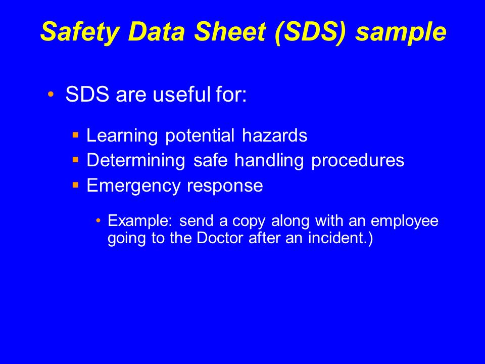 Safety Data Sheet (SDS) sample