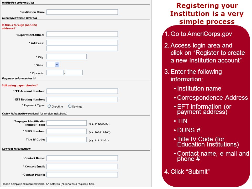 Registering your Institution is a very simple process