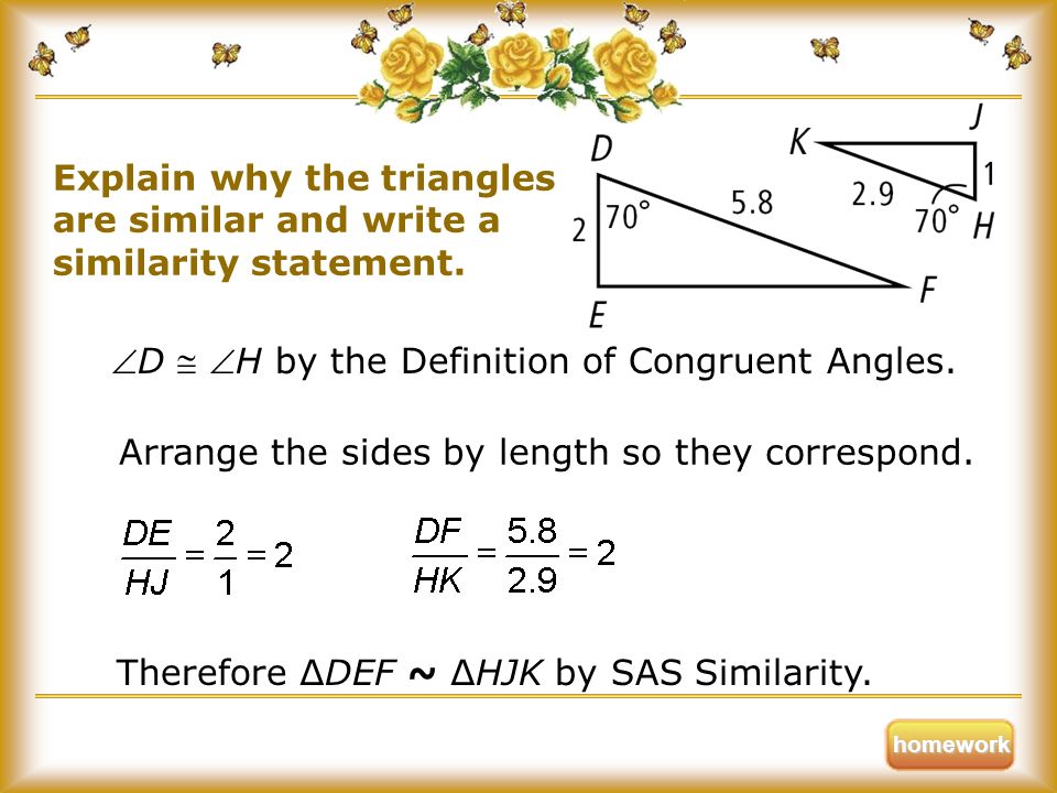 D  H by the Definition of Congruent Angles.