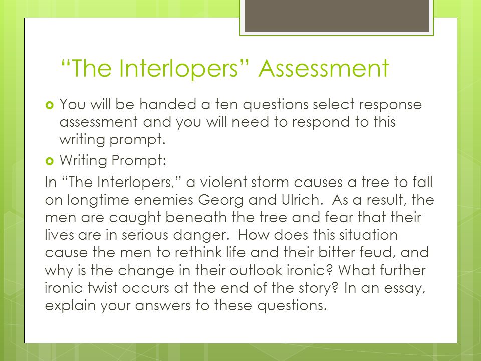The Interlopers Assessment