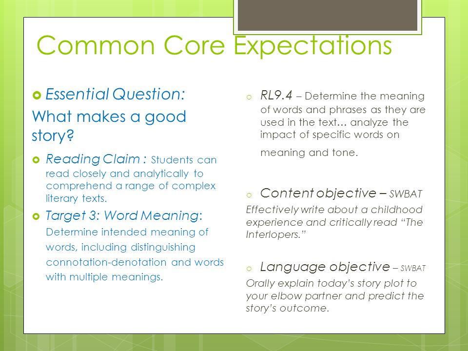 Common Core Expectations