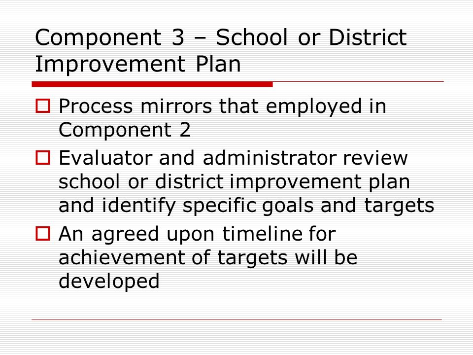 Component 3 – School or District Improvement Plan