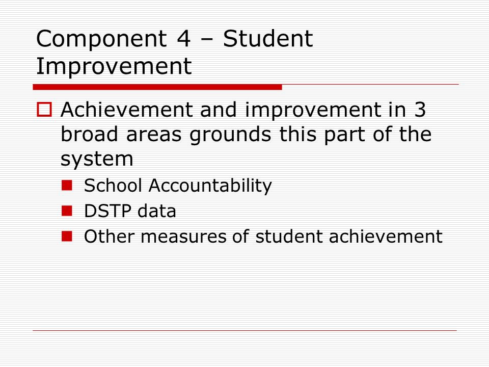 Component 4 – Student Improvement