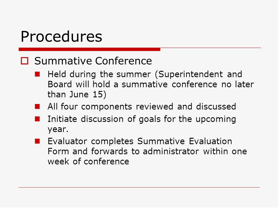 Procedures Summative Conference