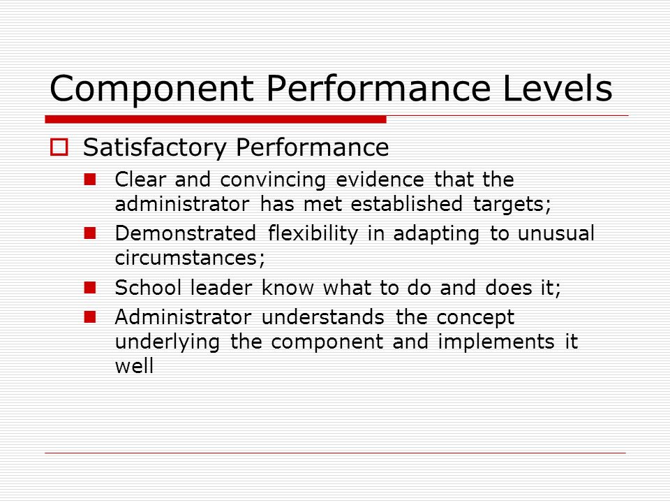 Component Performance Levels