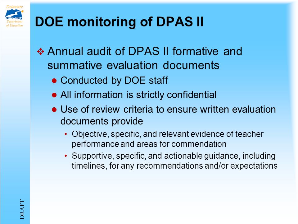 DOE monitoring of DPAS II