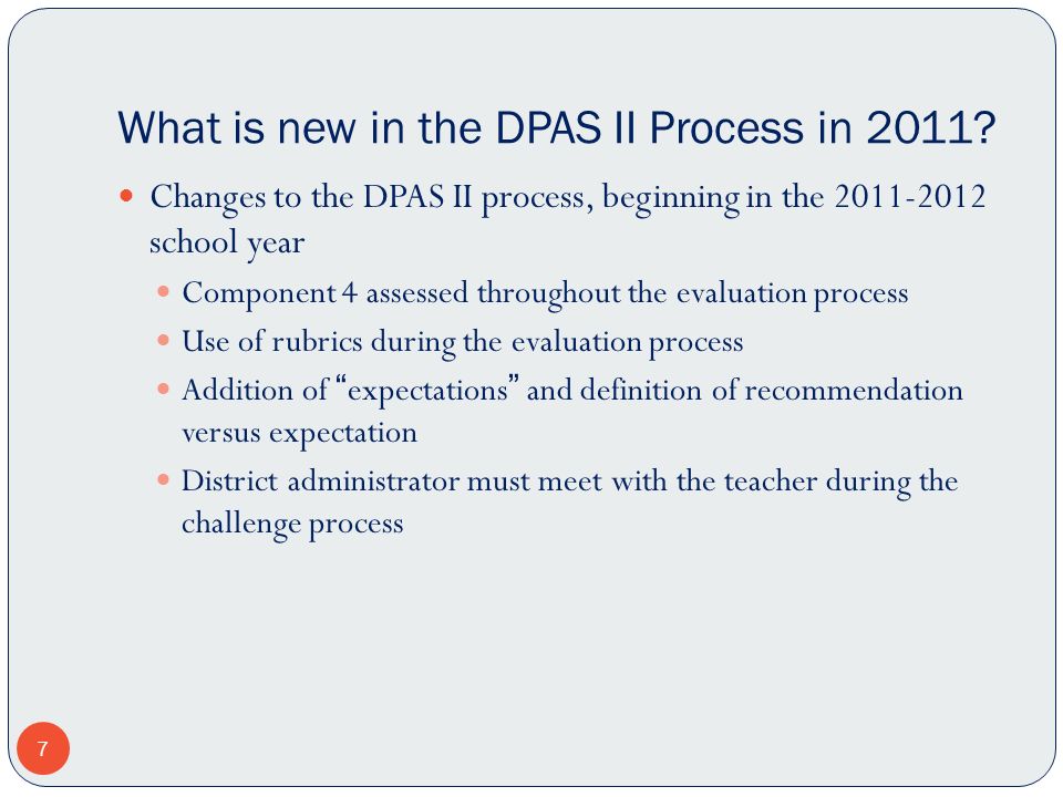 What is new in the DPAS II Process in 2011