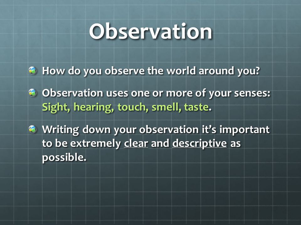 Observation How do you observe the world around you