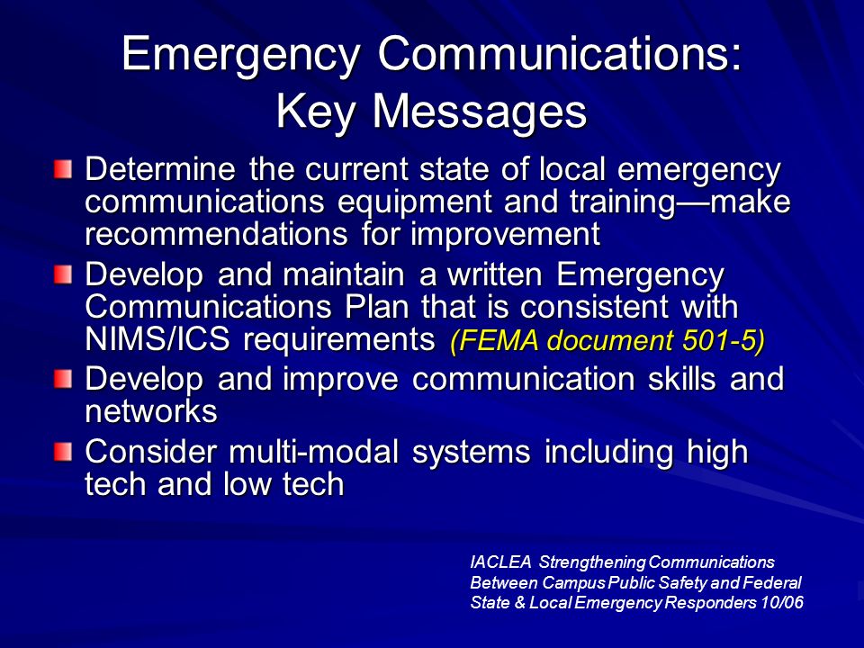 Emergency Communications: Key Messages