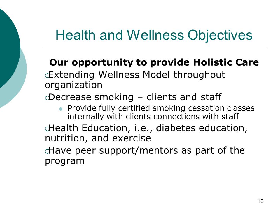 Health and Wellness Objectives