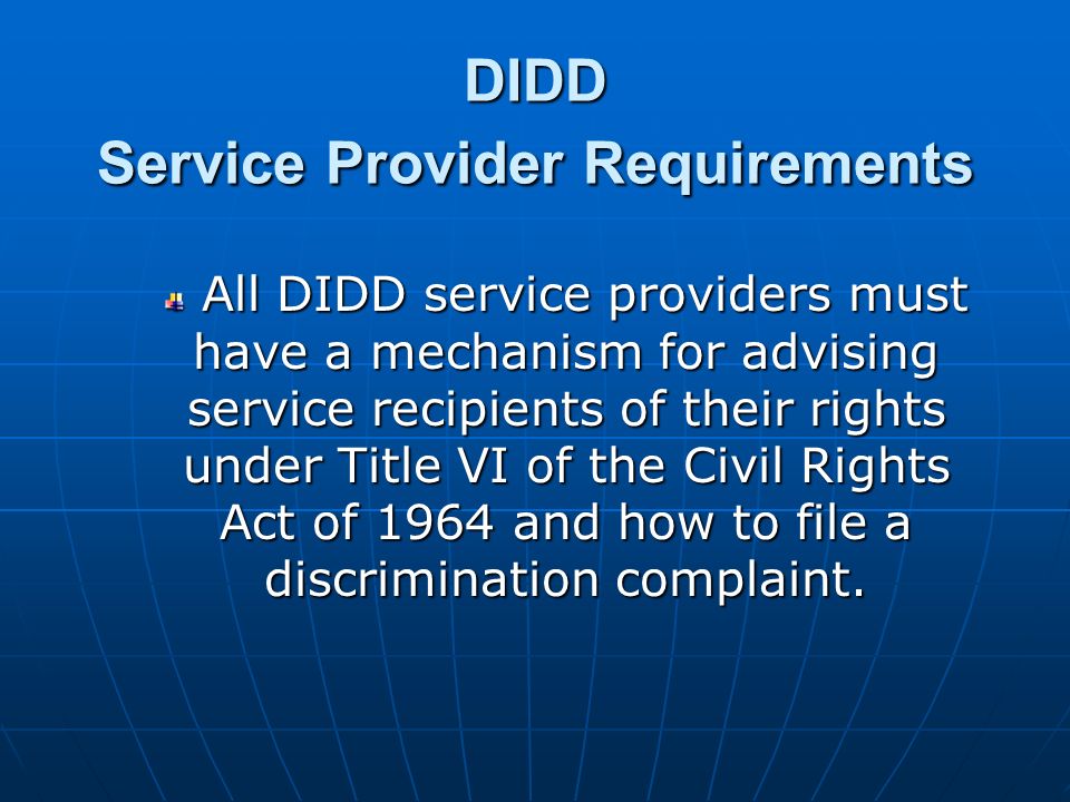 DIDD Service Provider Requirements