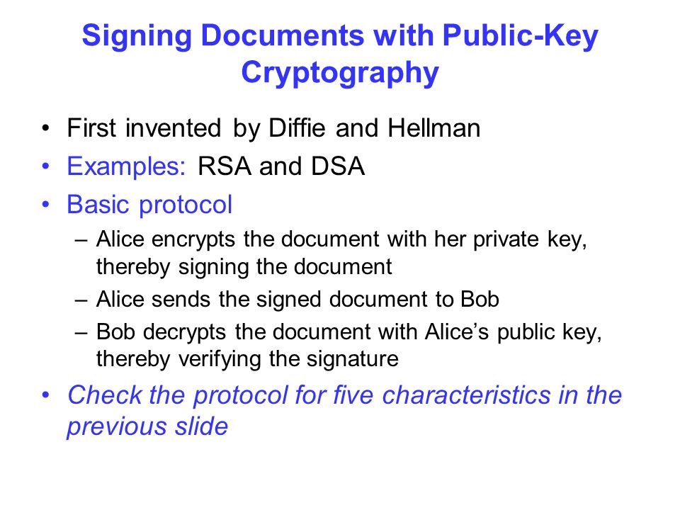 Signing Documents with Public-Key Cryptography
