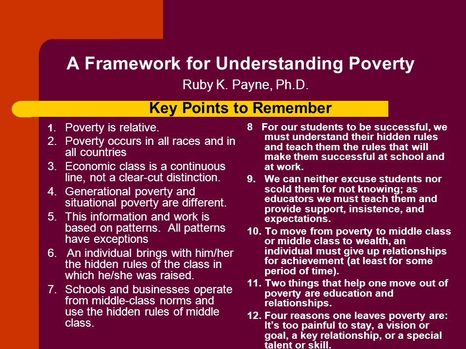 Ruby Payne Poverty Chart