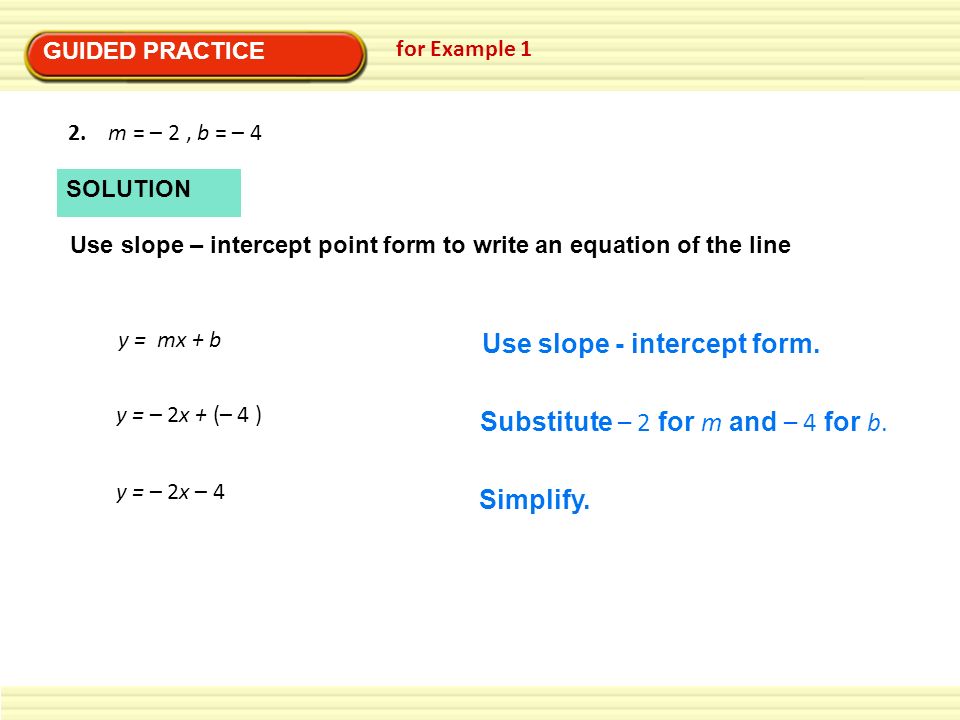 Use slope - intercept form.