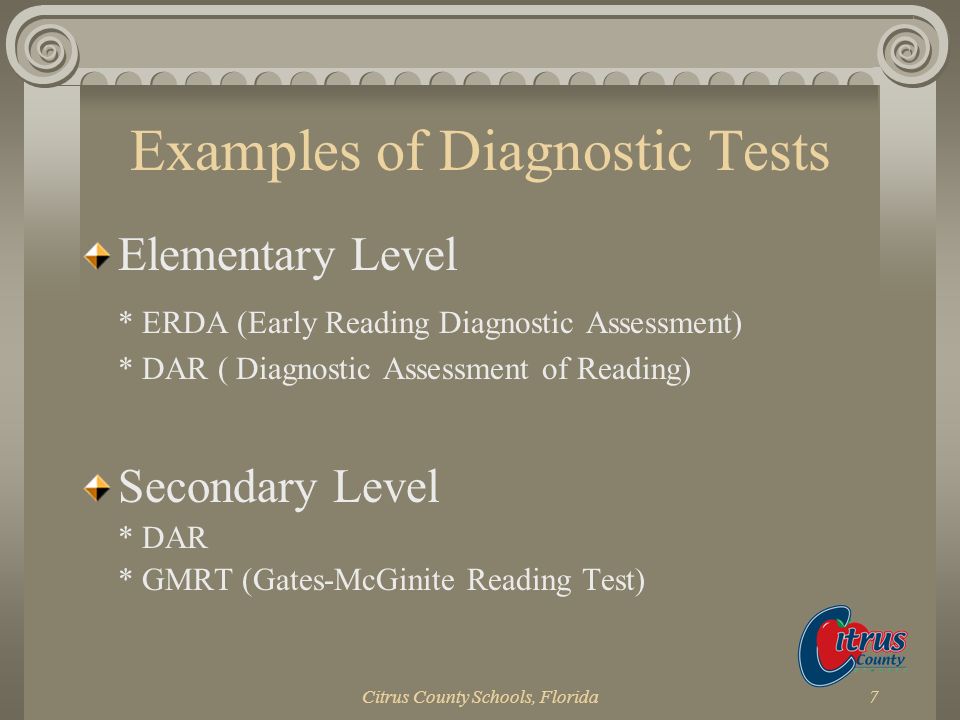 Examples of Diagnostic Tests
