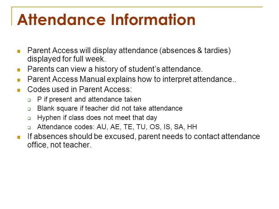Attendance Information