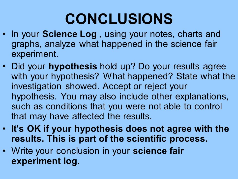 how to write a conclusion for a science project example