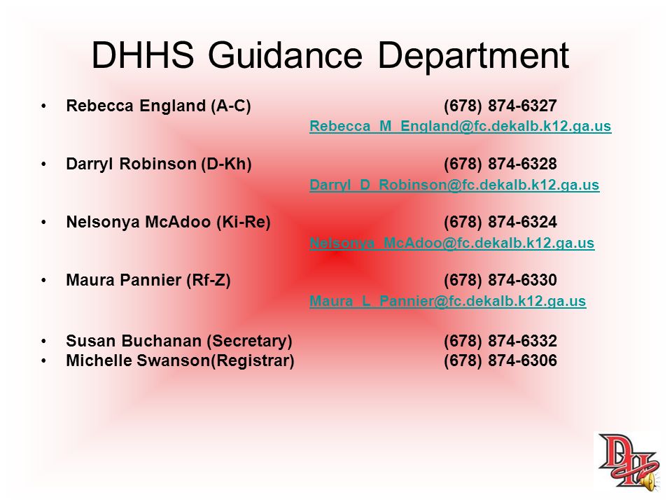 DHHS Guidance Department