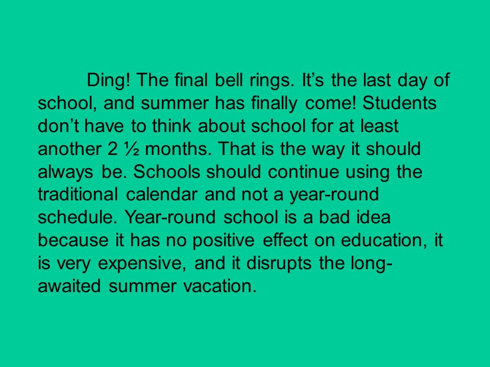 Ding. The final bell rings