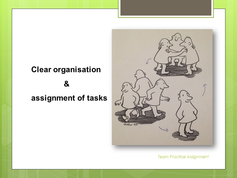 Clear organisation & assignment of tasks