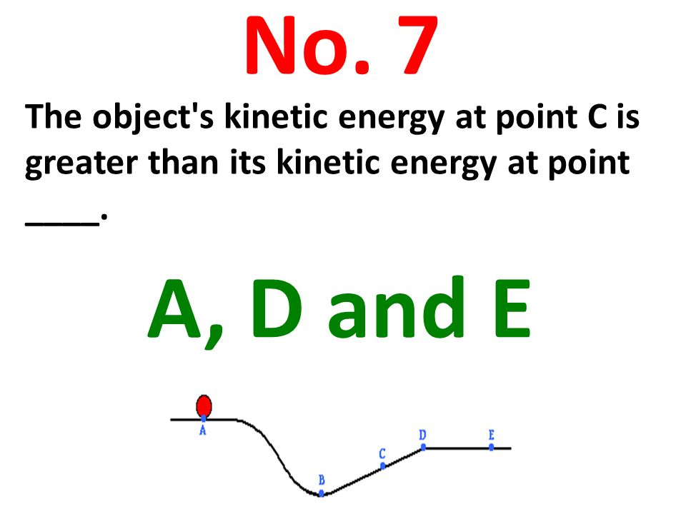 No. 7 The object s kinetic energy at point C is greater than its kinetic energy at point ____.