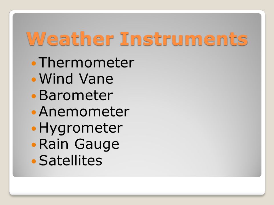 Weather Instruments Thermometer Wind Vane Barometer Anemometer