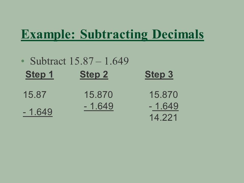 Example: Subtracting Decimals