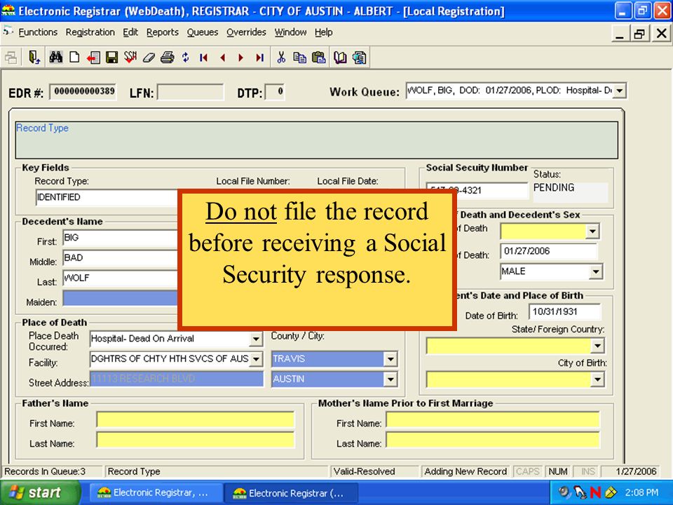 Do not file the record before receiving a Social Security response.