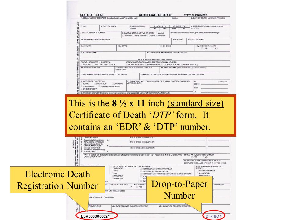 Electronic Death Registration Number