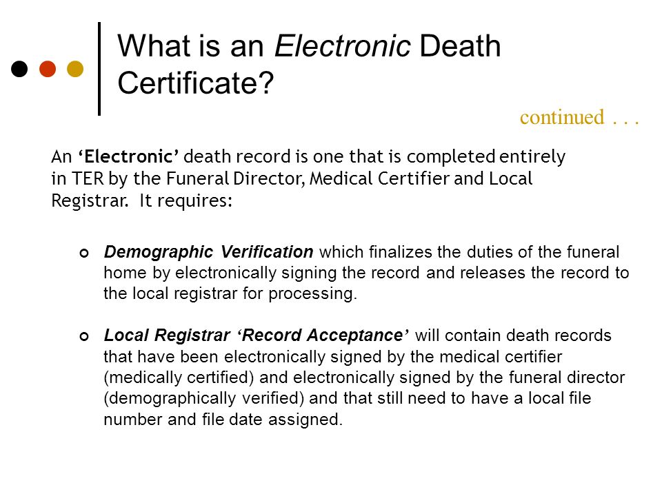 What is an Electronic Death Certificate