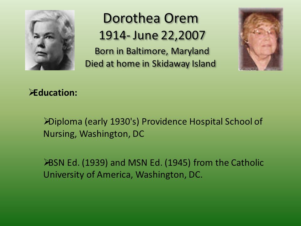 dorothea orem self care model