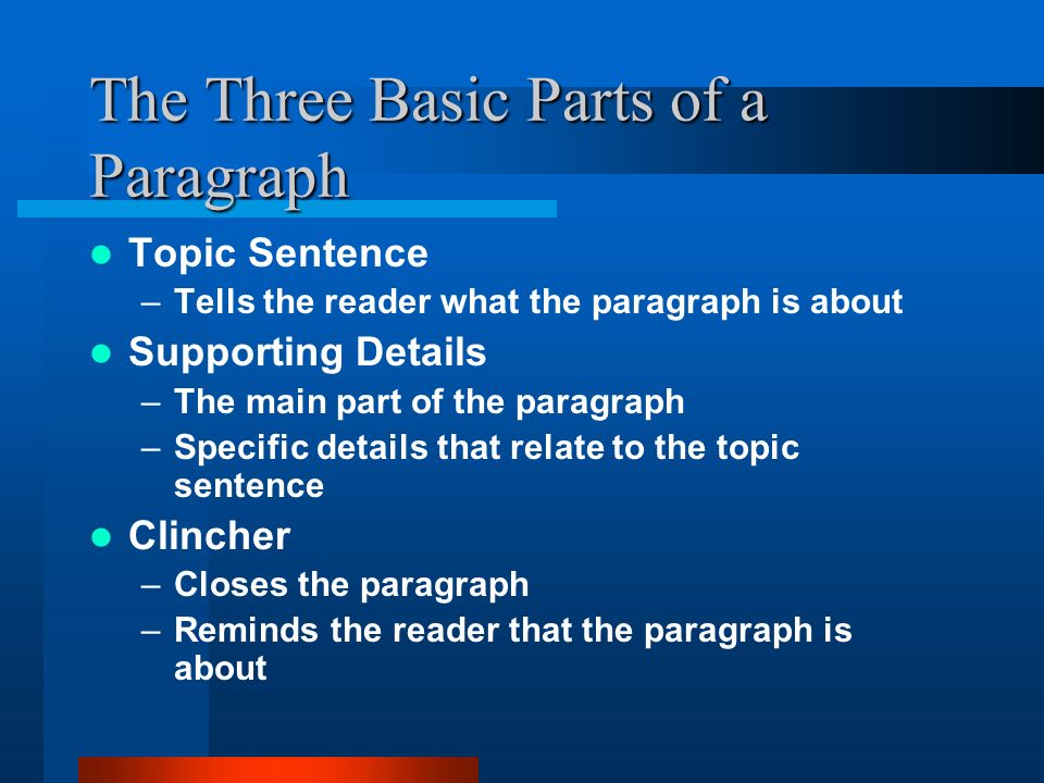 The Three Basic Parts of a Paragraph