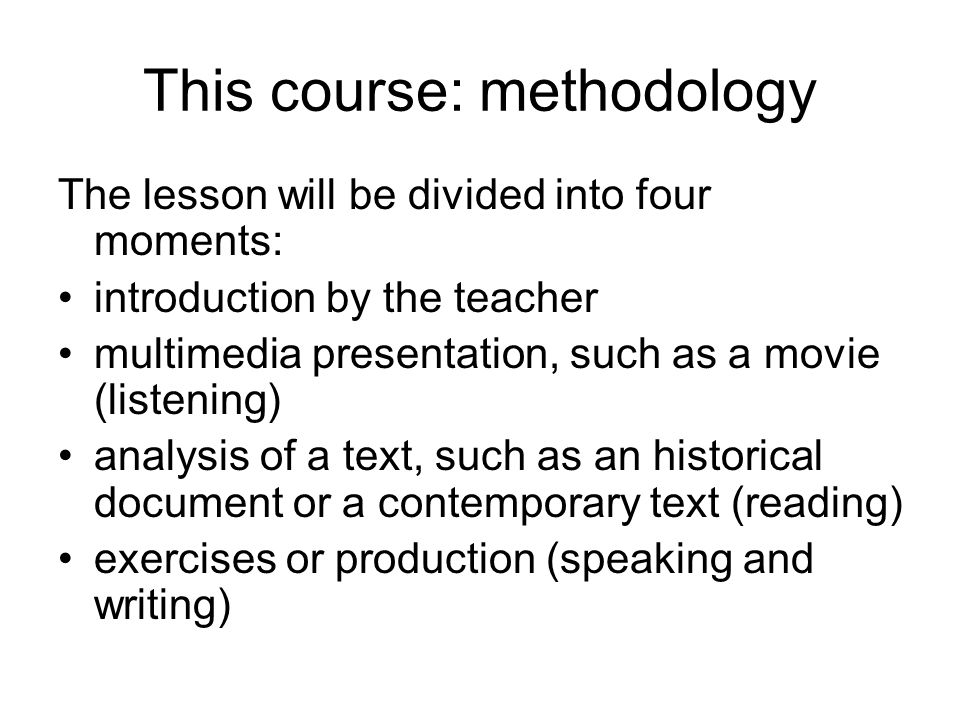 This course: methodology