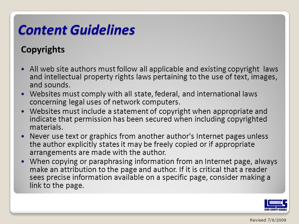 Content Guidelines Copyrights