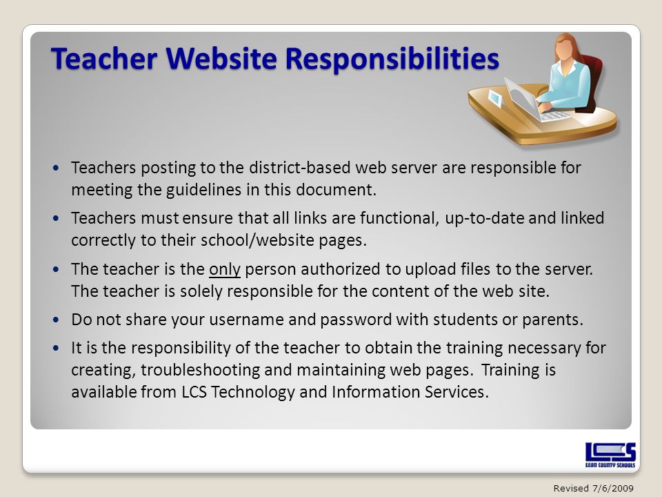 Teacher Website Responsibilities