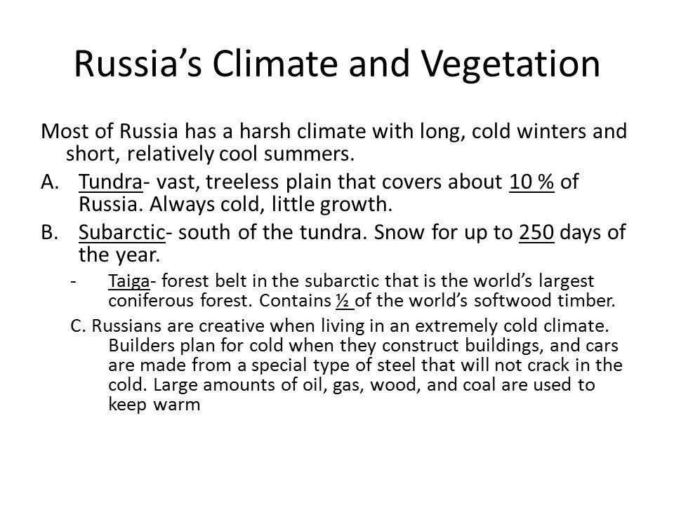 Russia’s Climate and Vegetation